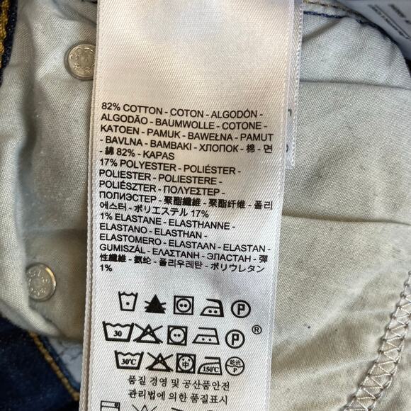 Levi’s Wmns Sz 28x32 505 Straight Leg Dark Wash Jeans w Faux-Flap Pockets Casual - Picture 14 of 16